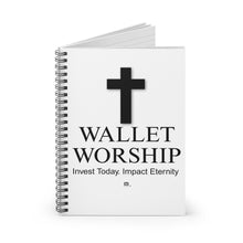 Load image into Gallery viewer, Wallet Worship Spiral Notebook — Christian Journal: "Invest Today, Impact Eternity"
